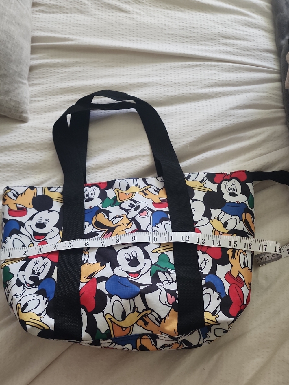 Disney Multi-Character Cartoon Print Tote Bag with Black Handles
